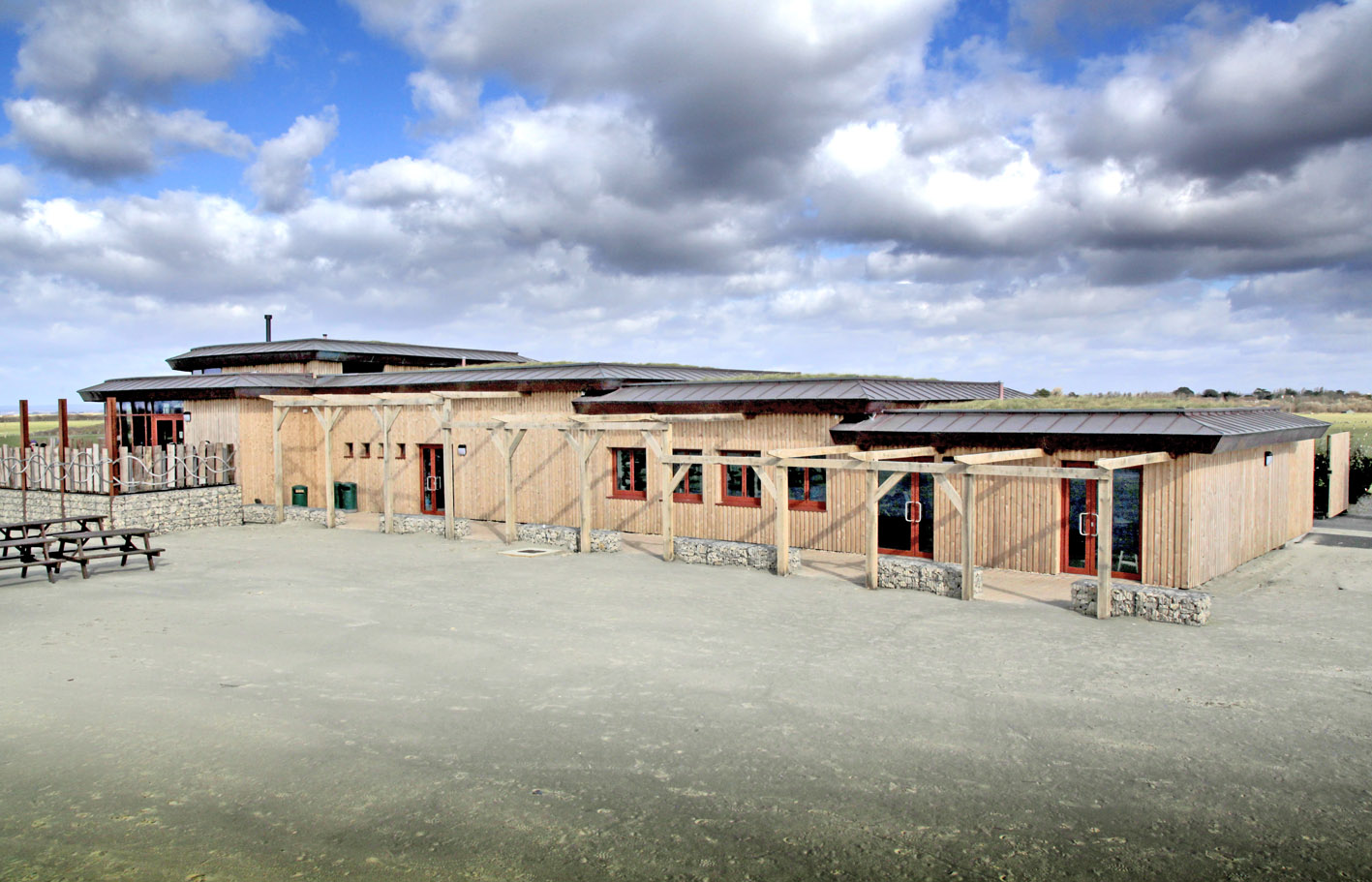 Cafe east elevation showing green roof