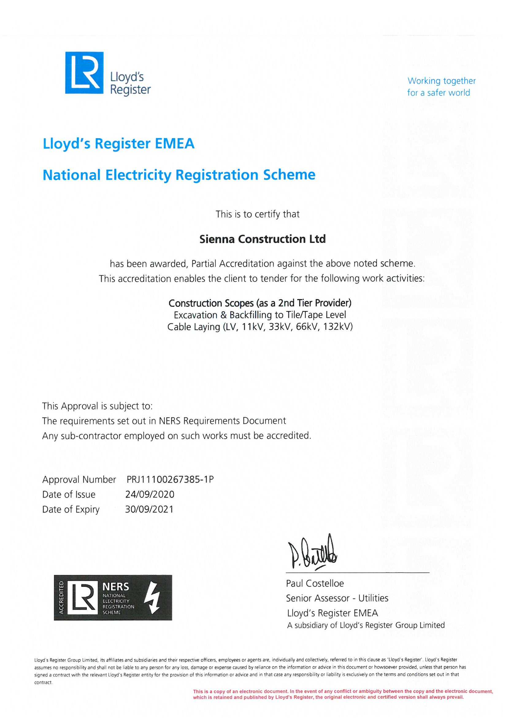 NERS certificate