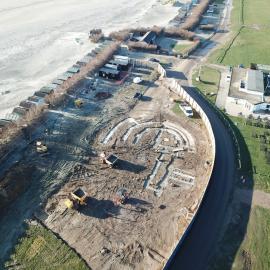 Ariel Shot of breaking ground on West Wittering Beach