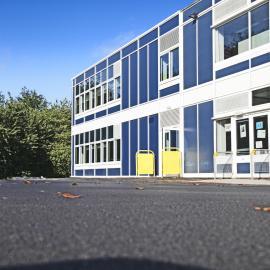 External View of new building with blue cladding